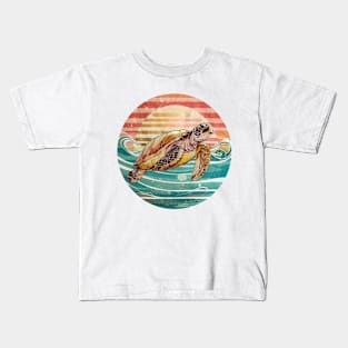 Sea Turtle Love Vintage Sunset Kids T-Shirt